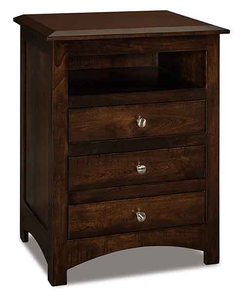 Amish Finland 3 Drawer Nightstand with opening - Click Image to Close