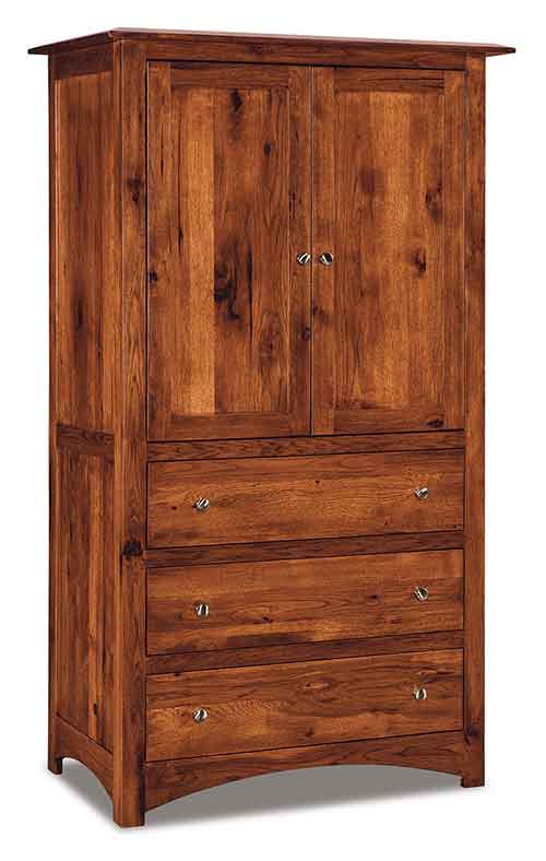 Amish Finland Armoire; 3 drawers, 2 doors, 2 adj. shelves - Click Image to Close