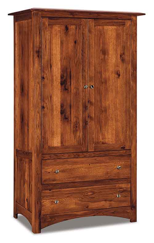 Amish Finland Armoire; 2 drawers, 2 doors, 2 adj. shelves - Click Image to Close