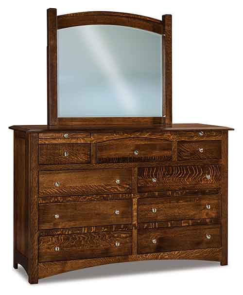 Amish Finland 9 Drawer Dresser w/arch drawer, 2 jewelry drawers - Click Image to Close