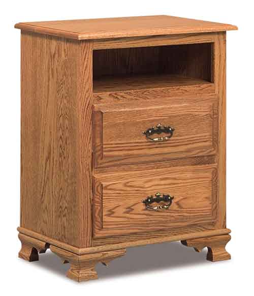 Amish Hoosier Heritage 2 Drawer Nightstand with Opening