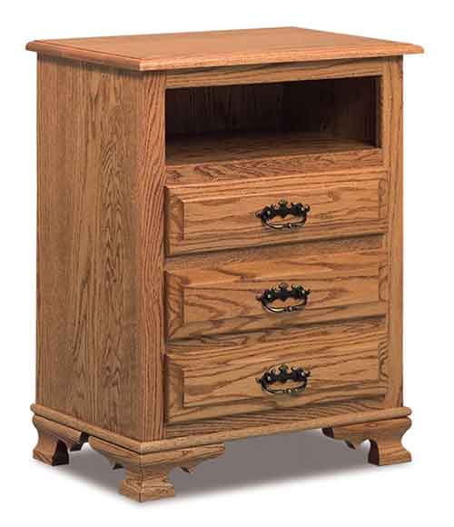 Amish Hoosier Heritage Taller 3 Drawer Nightstand with opening
