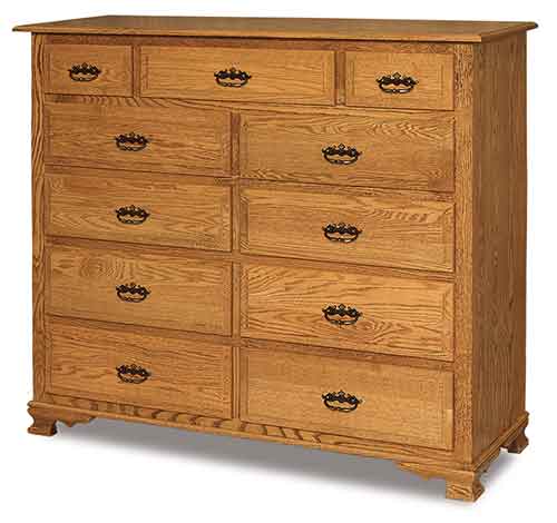 Amish Hoosier Heritage 11 Drawer Double Chest - Click Image to Close