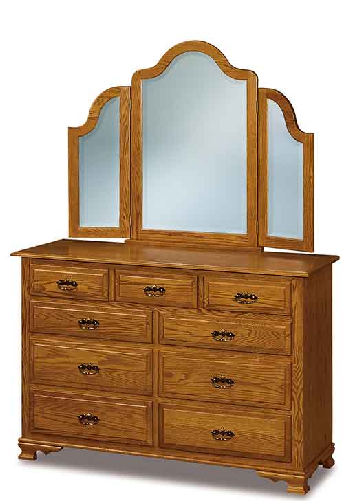 Amish Hoosier Heritage 9 Drawer 59" Dresser - Click Image to Close