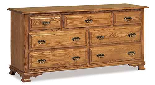 Amish Hoosier Heritage 7 Drawer 66" Dresser - Click Image to Close