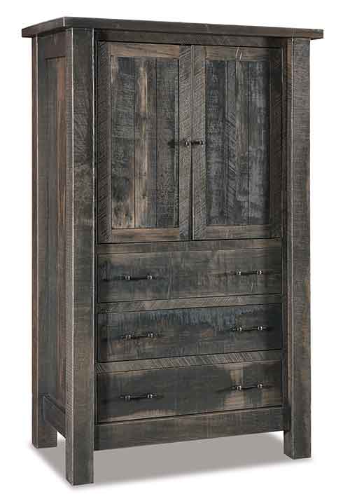 Amish Houston Armoire; 3 drawers, 2 doors, 2 adj. shelves - Click Image to Close
