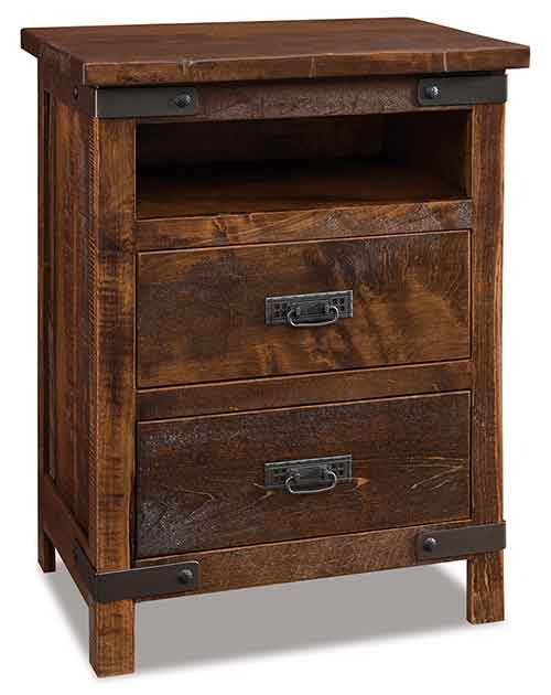 Amish Ironwood 2 Drawer Nightstand w/opening - Click Image to Close