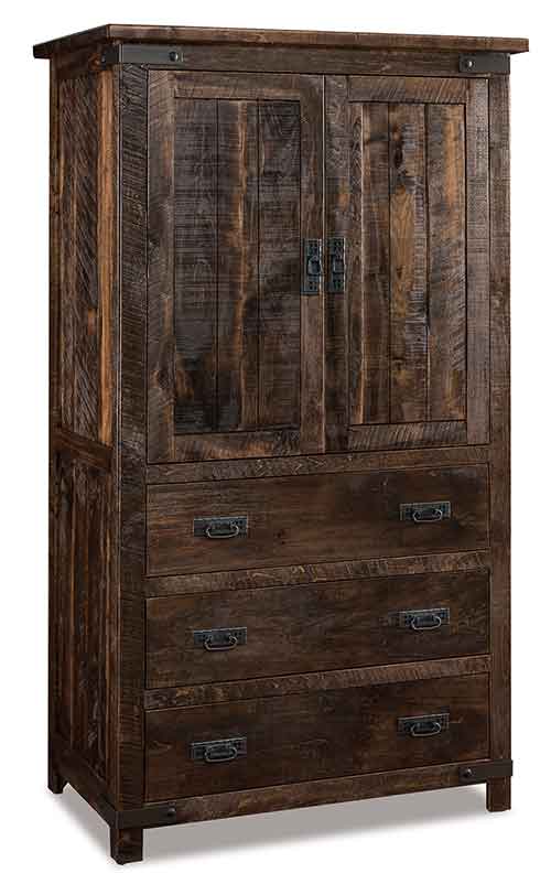 Amish Ironwood Armoire; 3 drawers, 2 doors, 2 adj. shelves