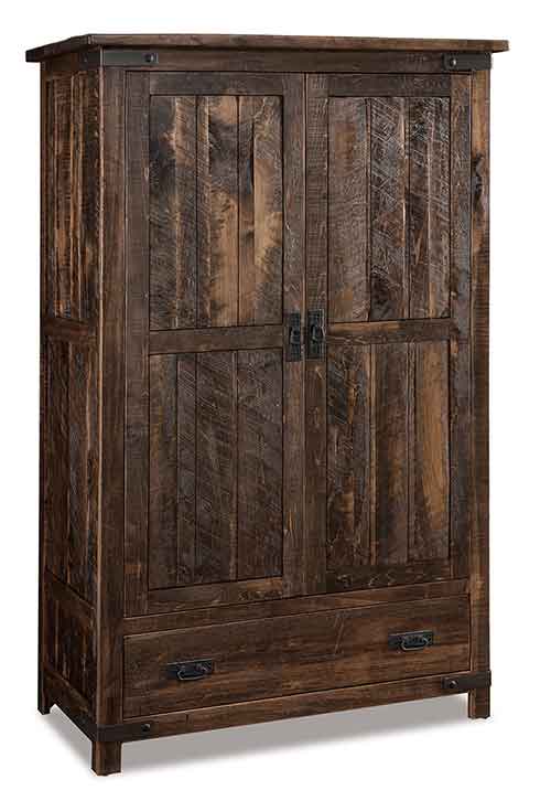 Amish Ironwood Wardrobe Armoire; 1 adj. rod, 1 adj. shelf