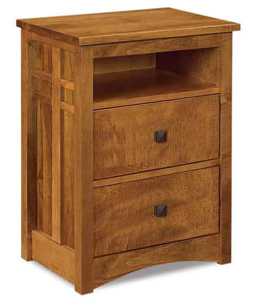 Amish Kaskade 2 Drawer Nightstand with Opening