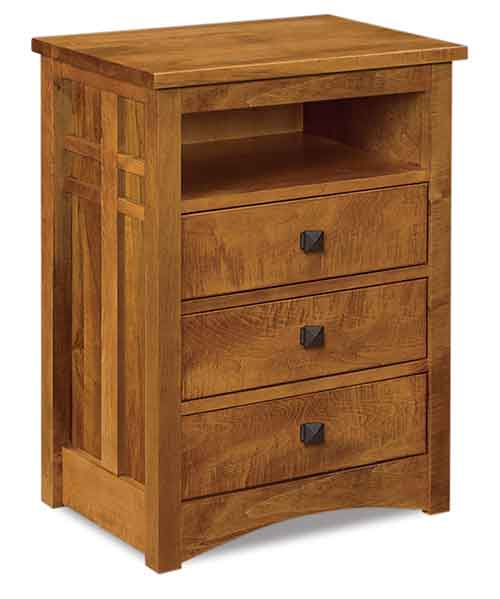 Amish Kascade 3 Drawer Nightstand with opening