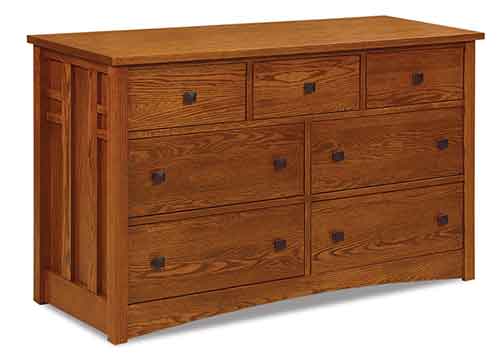 Amish Kascade 7 Drawer 58" Dresser - Click Image to Close