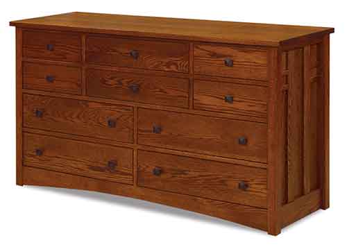 Amish Kascade 10 Drawer 65" Dresser - Click Image to Close