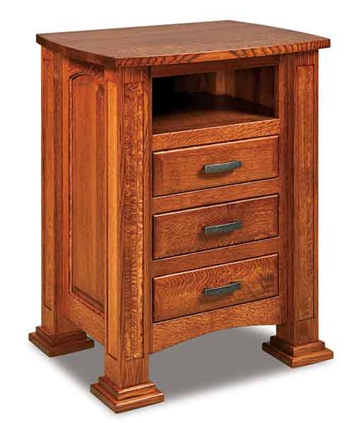 Amish Lexington 3 Drawer Nightstand w/opening - Click Image to Close