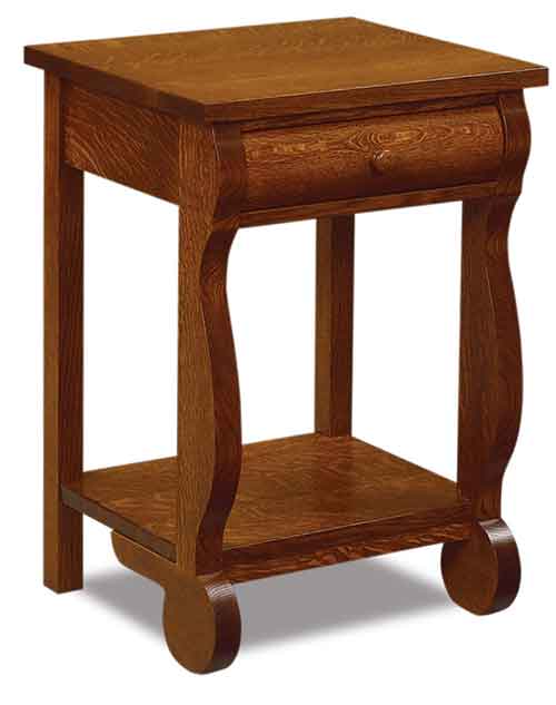Amish Old Classic Sleigh 1 Drawer Open Nightstand