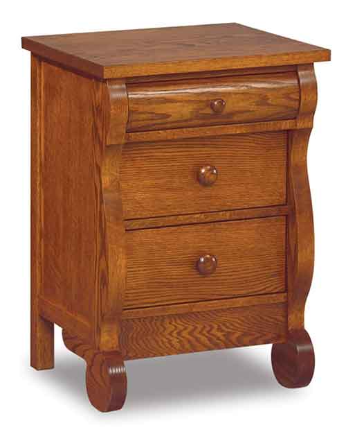 Amish Old Classic Sleigh Small 3 Drawer Nightstand