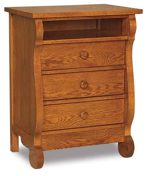 Amish Old Classic Sleigh 3 Drawer Nightstand with opening