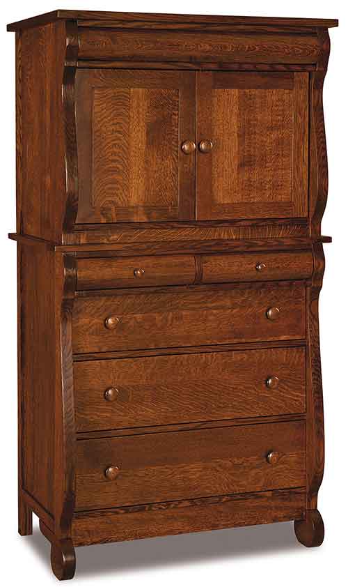 Amish Old Classic Sleigh Chest Armoire