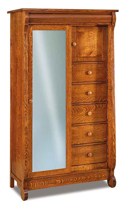 Amish Old Classic Sleigh Sliding Door Chifferobe - Click Image to Close