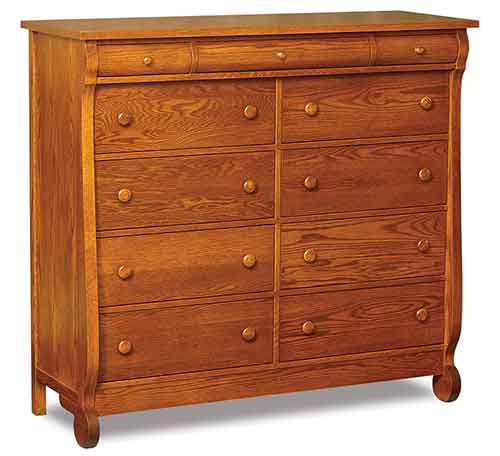 Amish Old Classic Sleigh 11 Drawer Double Chest