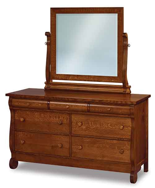 Amish Old Classic Sleigh 7 Drawer Dresser - Click Image to Close