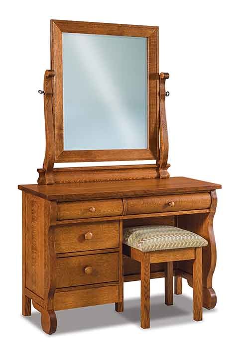 Amish Old Classic Sleigh 4 Drawer Vanity Dresser