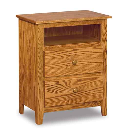 Amish Shaker 2 Drawer Nightstand with Opening