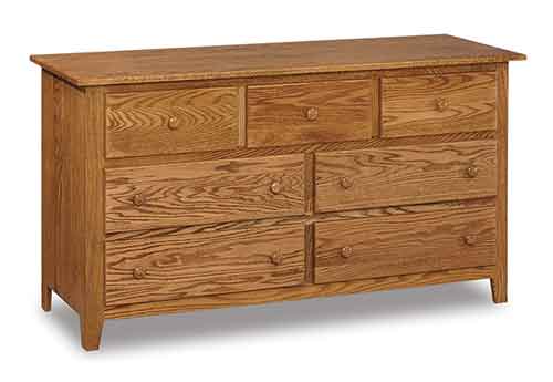 Amish Shaker 7 Drawer 59" Dresser - Click Image to Close