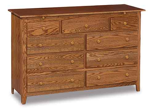 Amish Shaker 9 Drawer 66" Bedroom Dresser - Click Image to Close