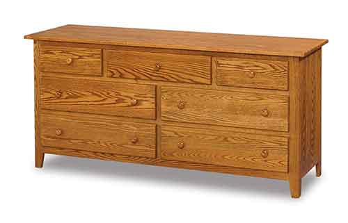 Amish Shaker 7 Drawer 66" Dresser - Click Image to Close
