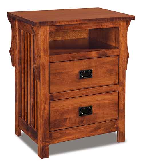 Amish Stick Mission 2 Drawer Nightstand w/opening - Click Image to Close