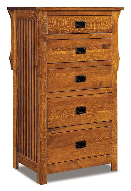 Amish Stick Mission 5 Drawer Chest - Click Image to Close
