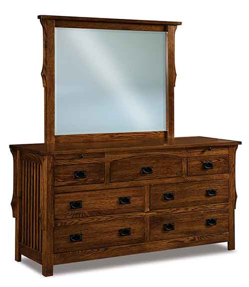 Amish Stick Mission 7 Drawer Dresser w/arch drawer - Click Image to Close