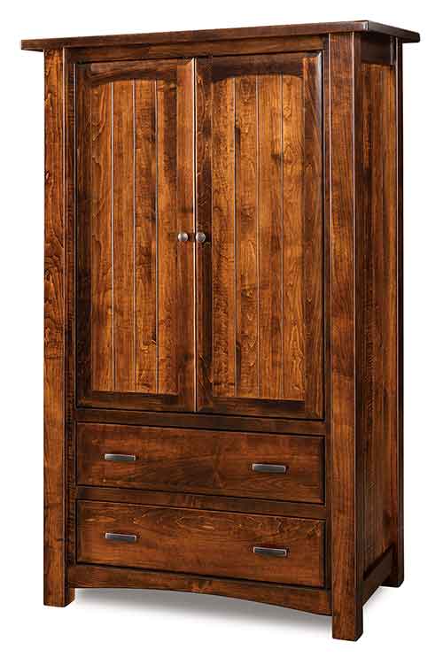 Amish Timbra Armoire; 2 drawer, 2 door, 2 adj. shelves - Click Image to Close