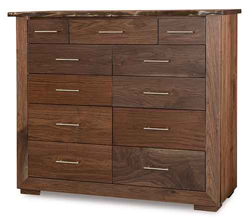 Amish Live Edge 11 Drawer Double Chest - Click Image to Close