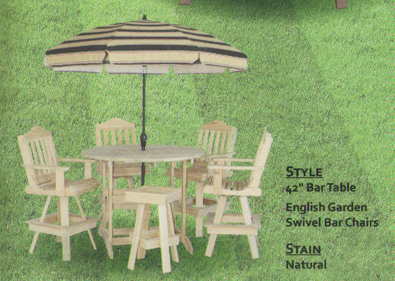 Pine Outdoor English Garden Swivel Bar Chairs