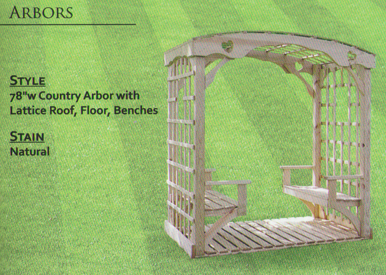 Pine Outdoor 78 Inch Country Arbor with Benches