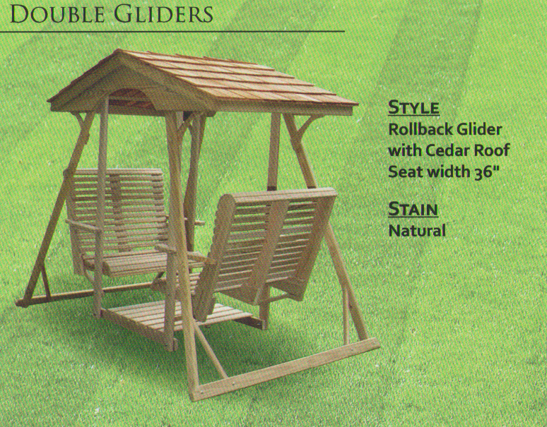 Pine Outdoor Rollback Glider with Cedar Roof
