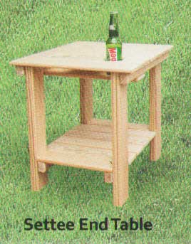 Pine Outdoor Settee End Table