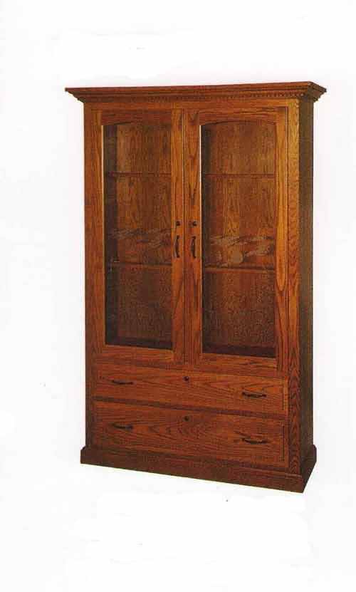 Amish Double Door Double Drawer Gun Cabinet - Click Image to Close