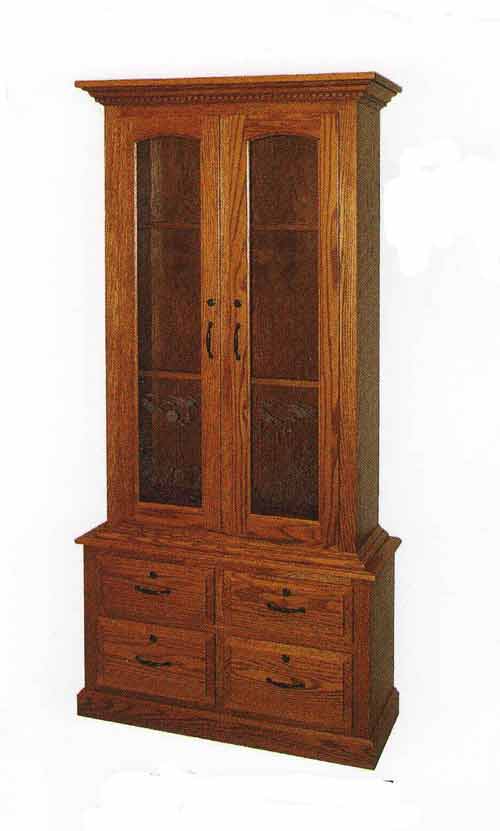Amish Two Door / Four Drawer Gun Cabinet - Click Image to Close