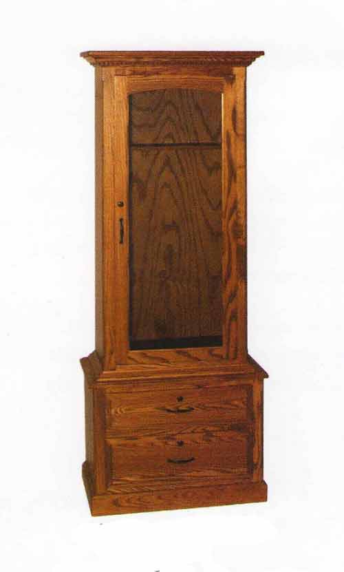 Amish Single Door Two Drawer Gun Cabinet - Click Image to Close