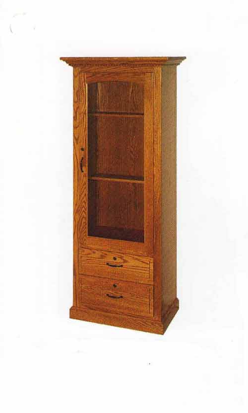 Amish Single Door Double Drawer Shaker Gun Cabinet - Click Image to Close