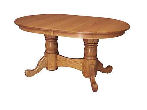 Amish Double Pedestal Table with Self Store Leaves - Click Image to Close