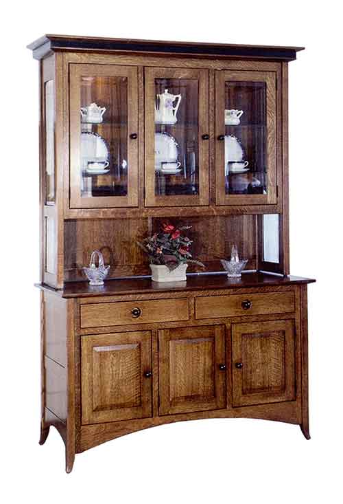 Shaker Hill 3-Door Hutch with glass sides - Click Image to Close