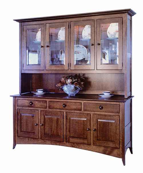 Shaker Hill 4-Door Hutch with wood sides - Click Image to Close