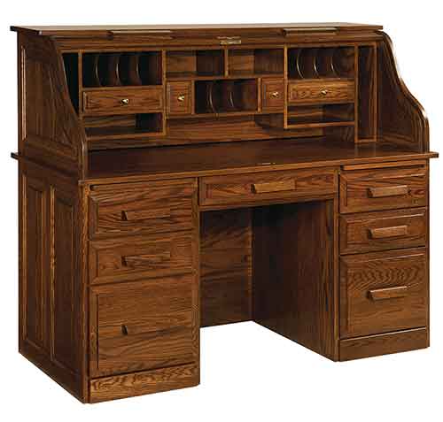Amish Classic Farmers Roll-Top Desk - Click Image to Close