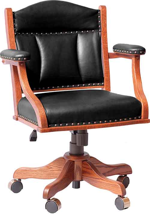 Amish Low Back Desk Chair (with gas lift) - Click Image to Close