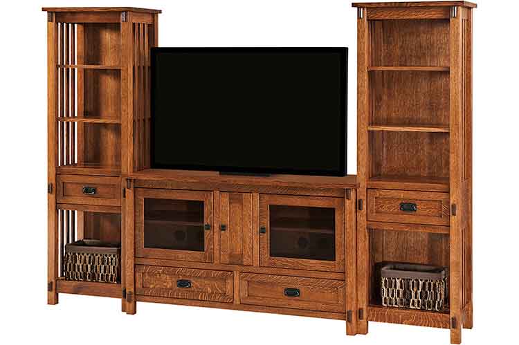 Amish SC-3247T Rio Mission TV Console & Towers - Click Image to Close