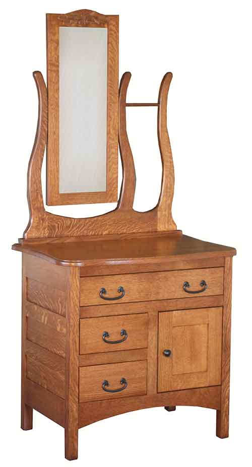 Amish Commode with 3 Drawers and Mirror - Click Image to Close